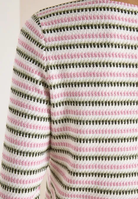 Gestreiftes Strukturshirt raw khaki