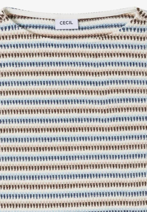 Gestreiftes Strukturshirt sporty denim blue