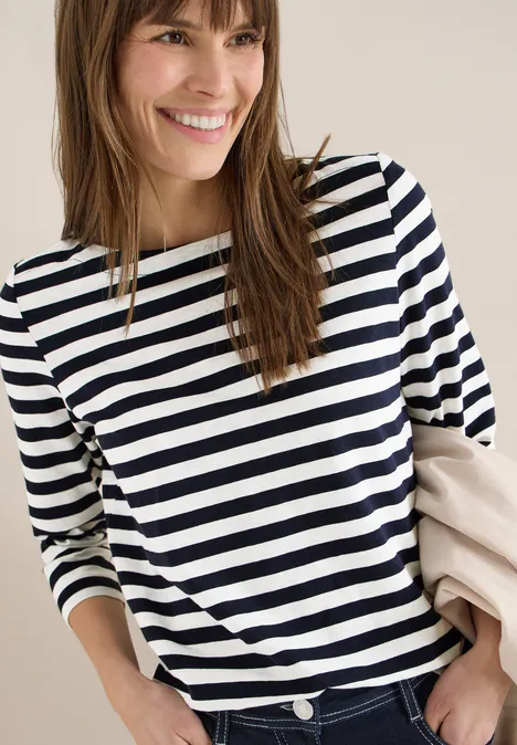 Gestreiftes Basic Shirt universal blue