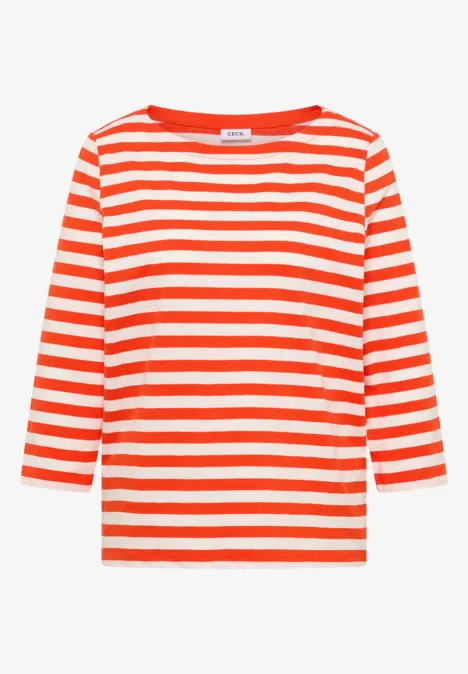 T-shirt de base rayé cherry tomato orange