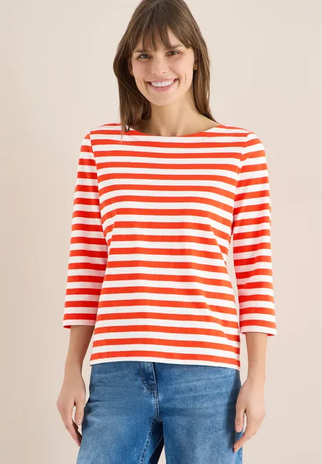 T-shirt de base rayé cherry tomato orange