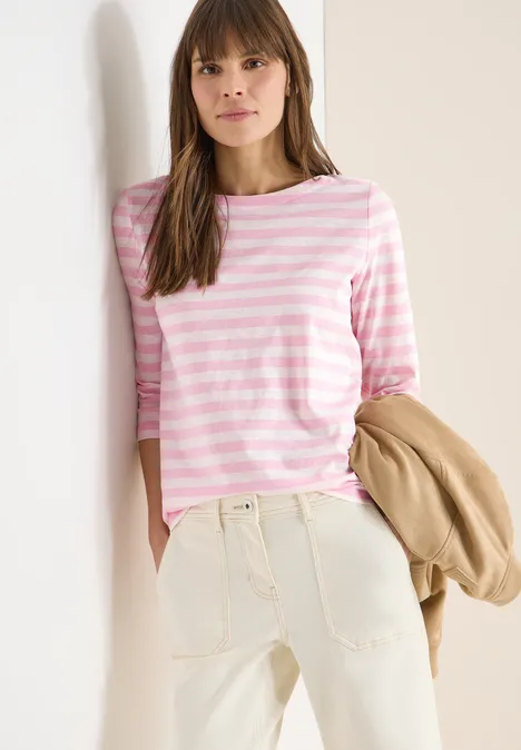 Gestreiftes Basic Shirt light blush rose