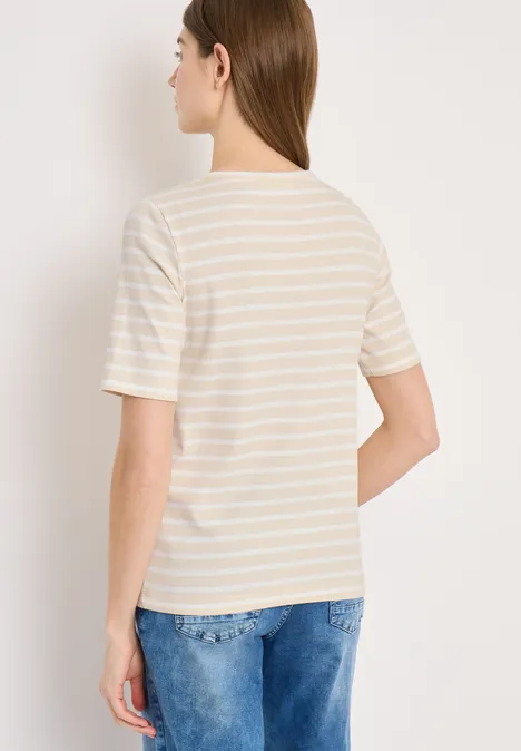 T-shirt à rayures pearl beige