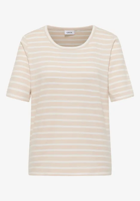 T-shirt à rayures pearl beige