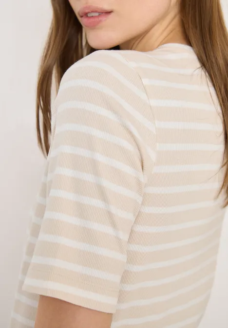 T-shirt à rayures pearl beige