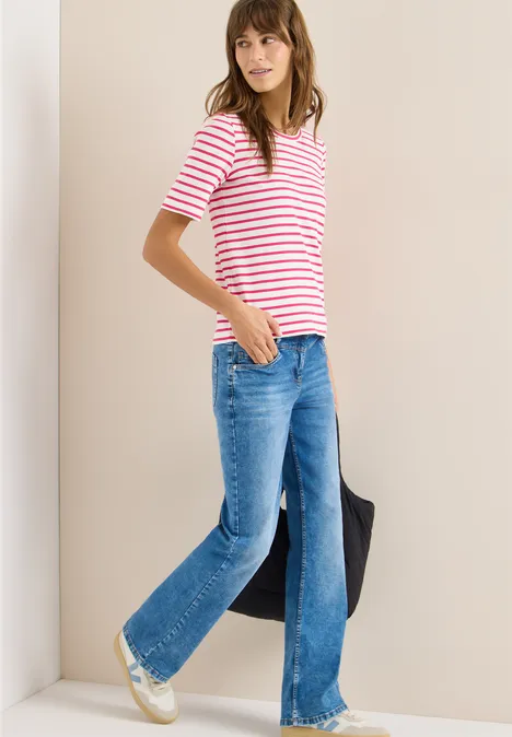 T-shirt à rayures beetroot pink