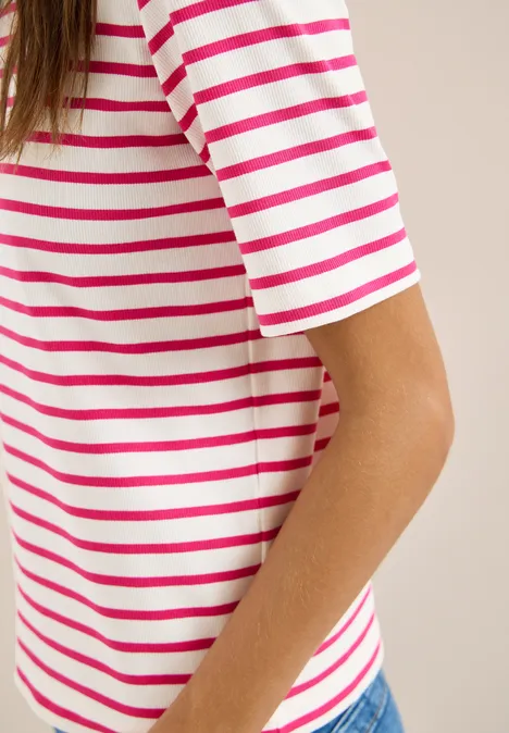 T-shirt à rayures beetroot pink