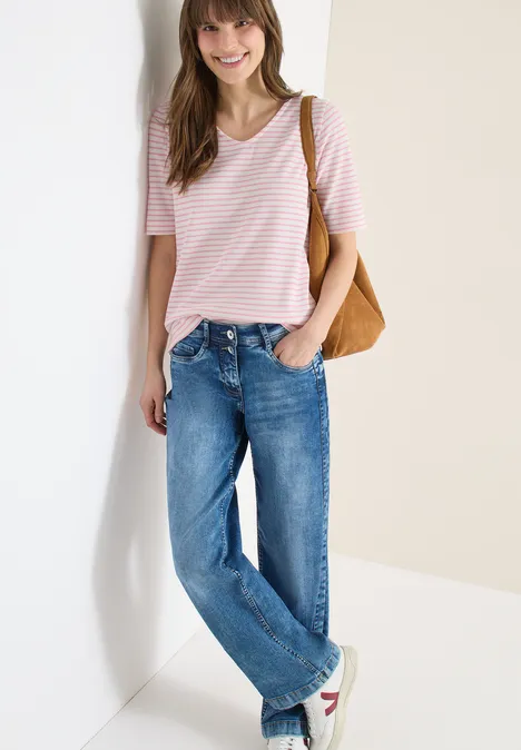 T-Shirt mit gerundetem V-Ausschnitt light blush rose T-Shirt mit gerundetem V-Ausschnitt light blush rose