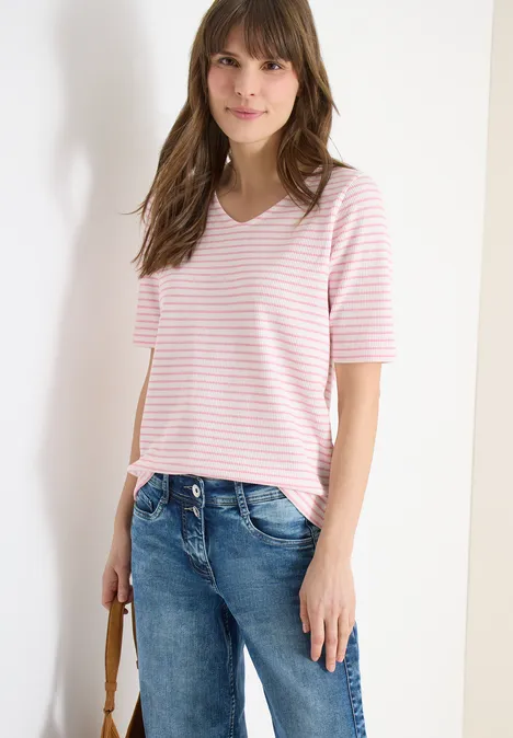 T-Shirt mit gerundetem V-Ausschnitt light blush rose T-Shirt mit gerundetem V-Ausschnitt light blush rose
