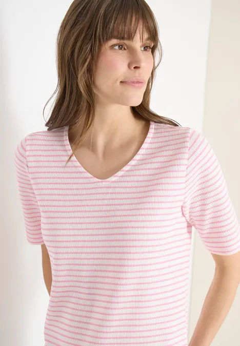 T-Shirt mit gerundetem V-Ausschnitt light blush rose T-Shirt mit gerundetem V-Ausschnitt light blush rose