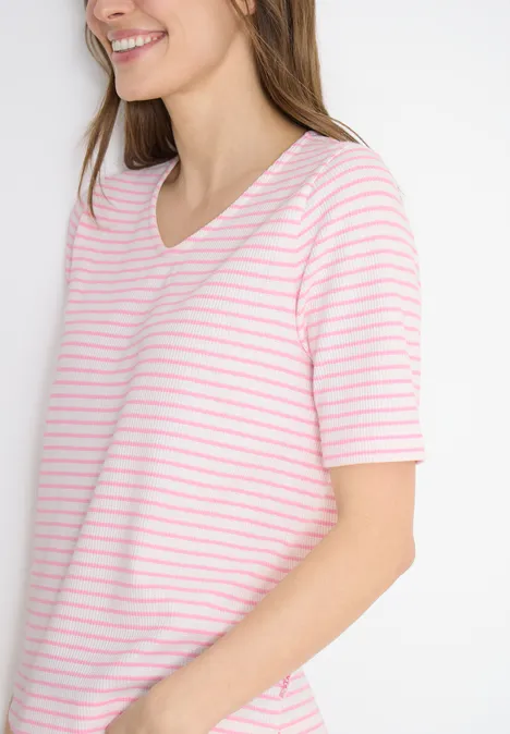T-Shirt mit gerundetem V-Ausschnitt light blush rose T-Shirt mit gerundetem V-Ausschnitt light blush rose