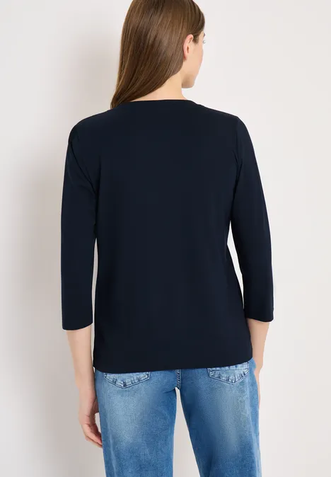 3/4-Arm Shirt mit Split Neck universal blue