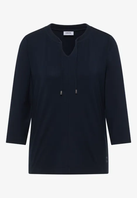 3/4-Arm Shirt mit Split Neck universal blue