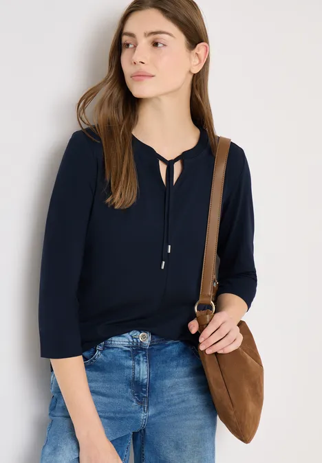 3/4-Arm Shirt mit Split Neck universal blue