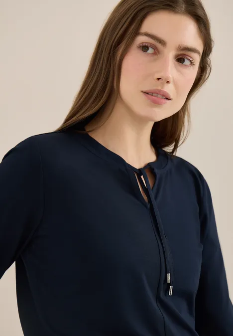 3/4-Arm Shirt mit Split Neck universal blue