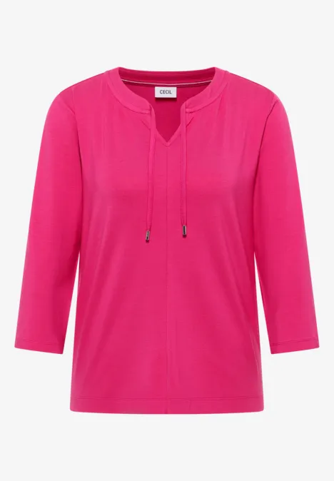 3/4-Arm Shirt mit Split Neck beetroot pink