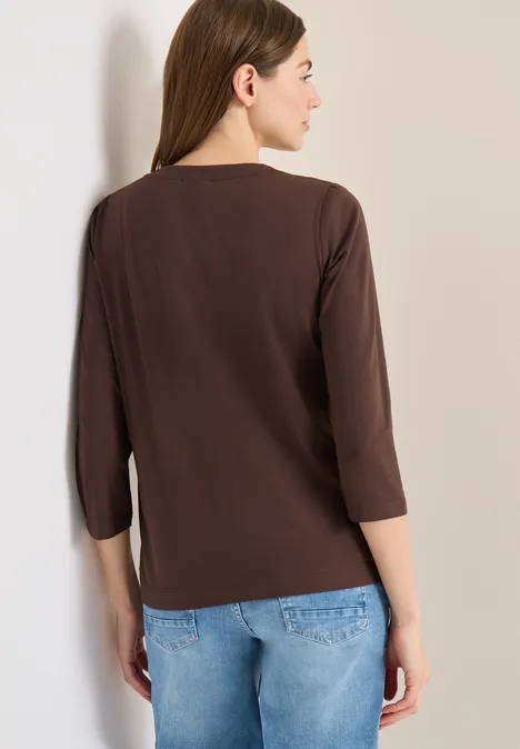 3/4-Arm Shirt mit Split Neck macchiato brown 3/4-Arm Shirt mit Split Neck macchiato brown