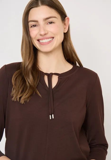 3/4-Arm Shirt mit Split Neck macchiato brown 3/4-Arm Shirt mit Split Neck macchiato brown