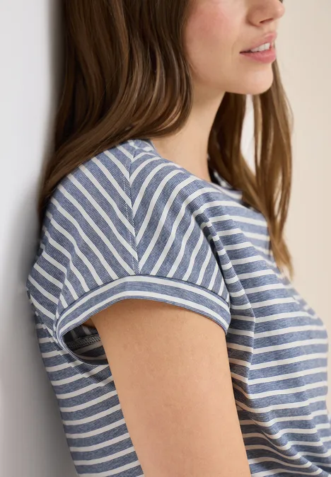 Kurzarm T-Shirt mit elastischem Saum sporty denim blue