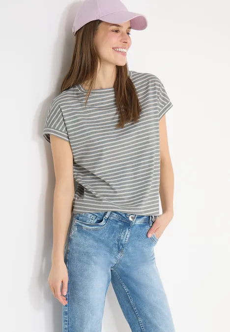 Kurzarm T-Shirt mit elastischem Saum khaki