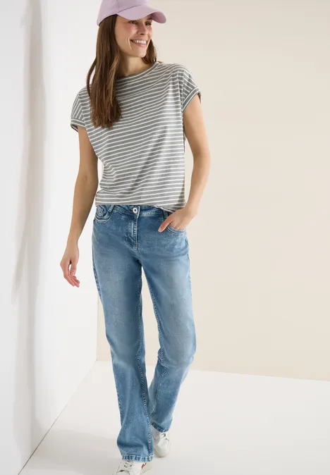 Kurzarm T-Shirt mit elastischem Saum khaki