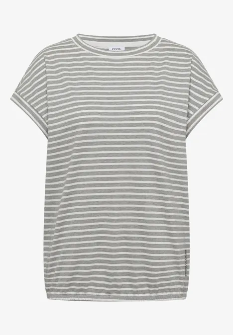 Kurzarm T-Shirt mit elastischem Saum khaki