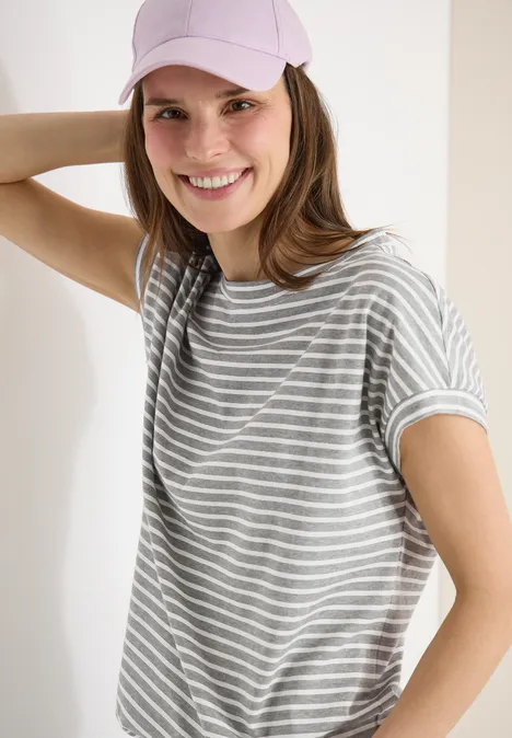 Kurzarm T-Shirt mit elastischem Saum khaki