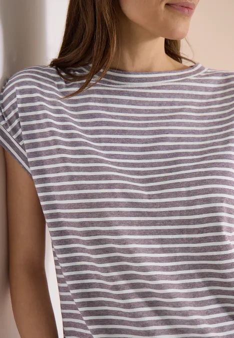 Kurzarm T-Shirt mit elastischem Saum sweet grape red