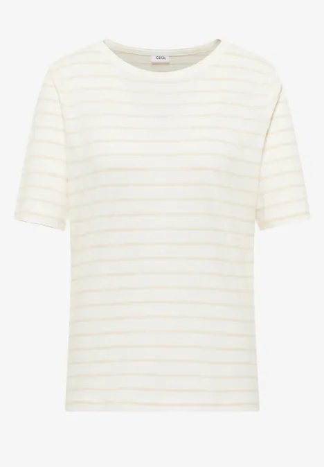 T-Shirt mit Boatneck und Streifen vanilla white T-Shirt mit Boatneck und Streifen vanilla white