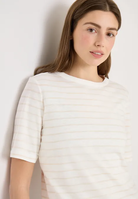 T-Shirt mit Boatneck und Streifen vanilla white T-Shirt mit Boatneck und Streifen vanilla white
