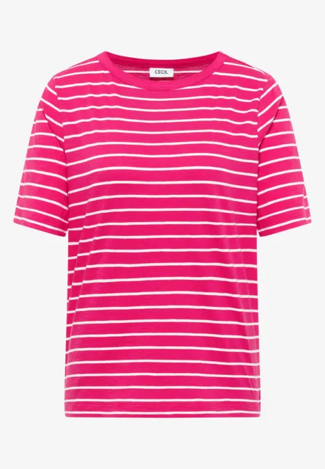 T-Shirt mit Boatneck und Streifen beetroot pink