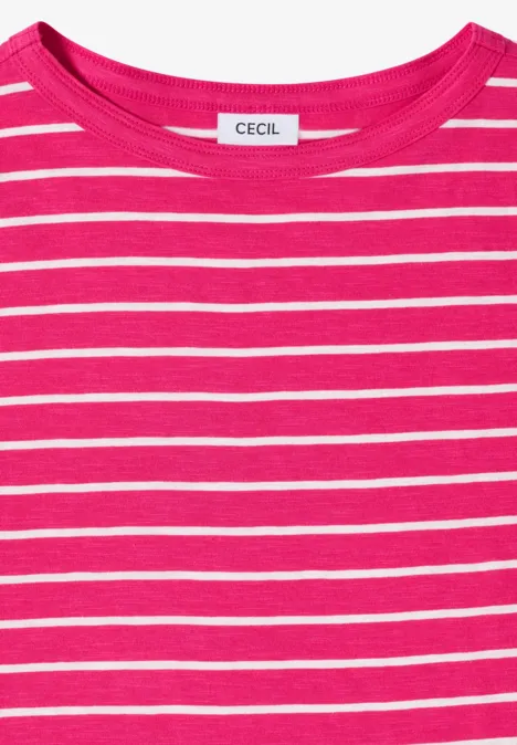 T-Shirt mit Boatneck und Streifen beetroot pink