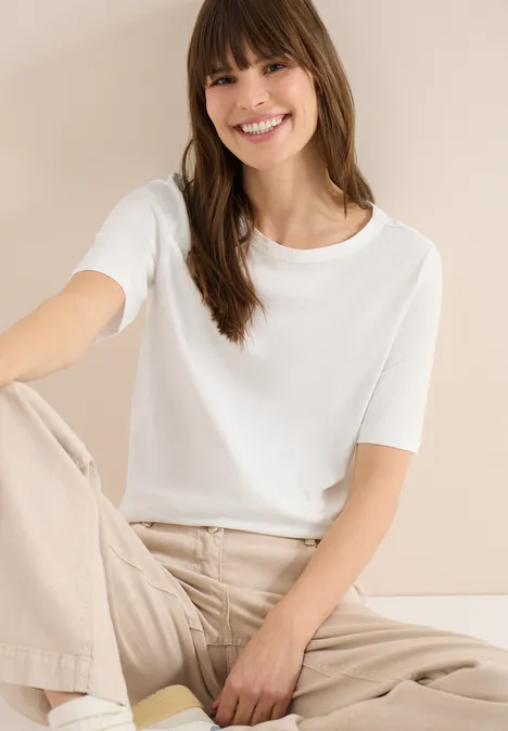 Kurzarm T-Shirt aus reiner Baumwolle vanilla white