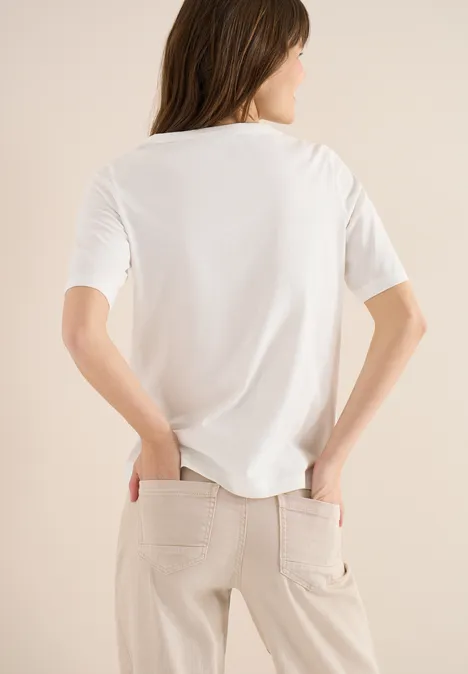 Kurzarm T-Shirt aus reiner Baumwolle vanilla white