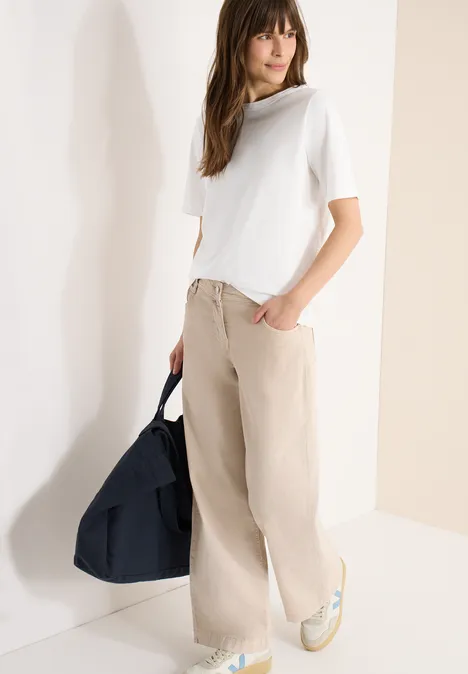 Kurzarm T-Shirt aus reiner Baumwolle vanilla white