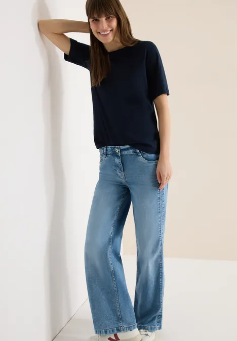 Kurzarm T-Shirt aus reiner Baumwolle universal blue