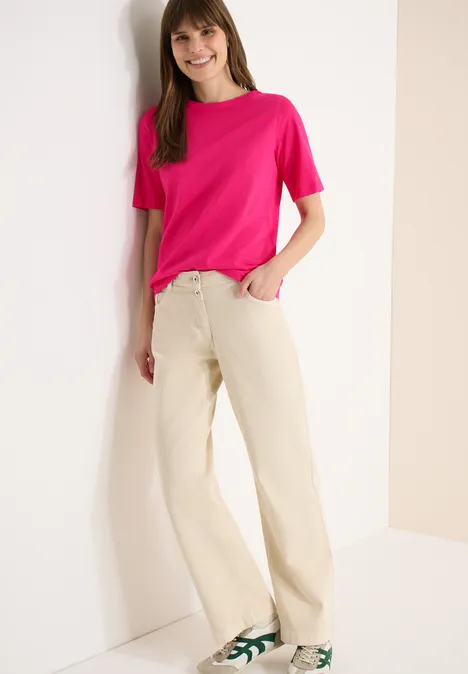 Kurzarm T-Shirt aus reiner Baumwolle beetroot pink