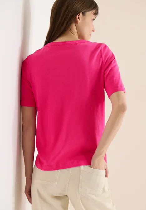 Kurzarm T-Shirt aus reiner Baumwolle beetroot pink