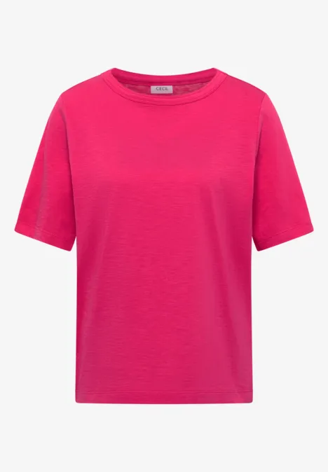 Kurzarm T-Shirt aus reiner Baumwolle beetroot pink
