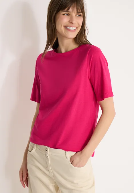 Kurzarm T-Shirt aus reiner Baumwolle beetroot pink