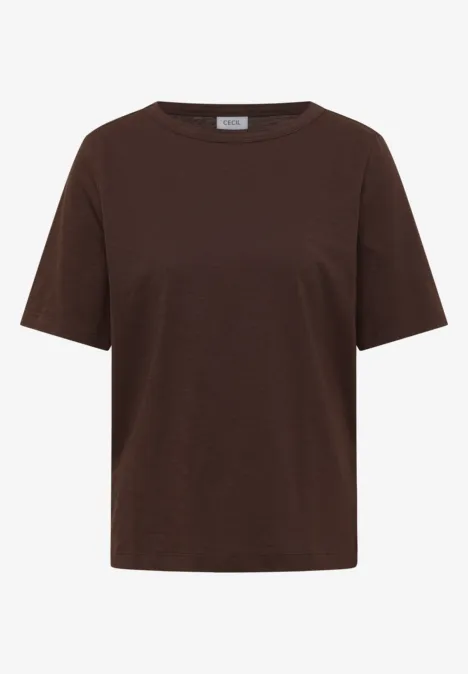 Kurzarm T-Shirt aus reiner Baumwolle macchiato brown