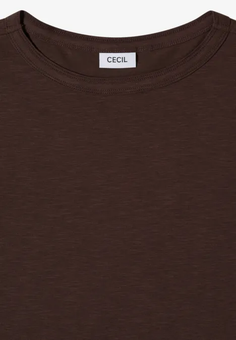 Kurzarm T-Shirt aus reiner Baumwolle macchiato brown