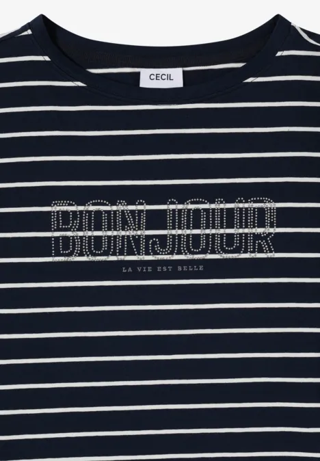 T-Shirt mit Schmuckstein Wording universal blue