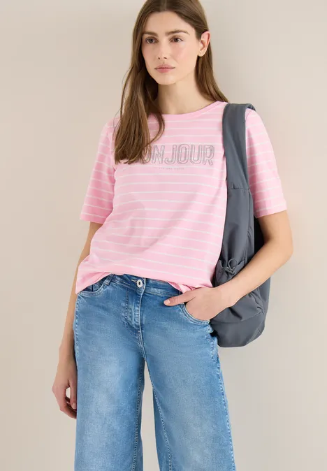 T-shirt à rayures avec wording light blush rose