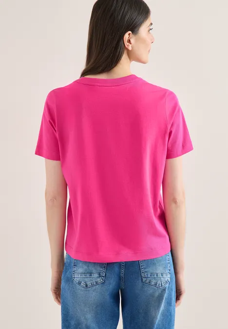 T-Shirt mit Rundhals und Frontprint beetroot pink