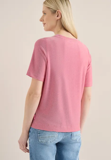 Kurzarm T-Shirt mit feinen Streifen beetroot pink Kurzarm T-Shirt mit feinen Streifen beetroot pink