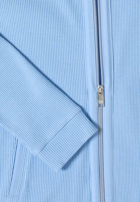 Jas met lange mouwen, capuchon en zakken sporty light blue Jas met lange mouwen, capuchon en zakken sporty light blue