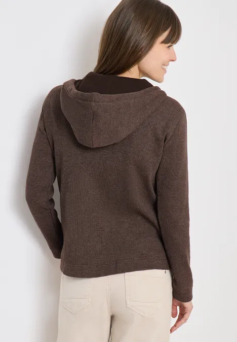 Jas met lange mouwen, capuchon en zakken macchiato brown Jas met lange mouwen, capuchon en zakken macchiato brown