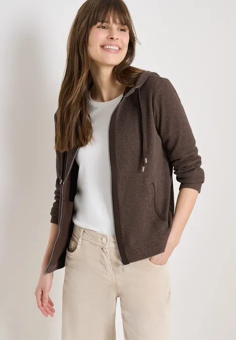 Jas met lange mouwen, capuchon en zakken macchiato brown Jas met lange mouwen, capuchon en zakken macchiato brown