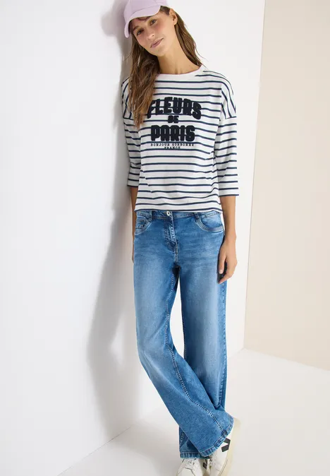 3/4-Arm Shirt mit Wording Artwork universal blue